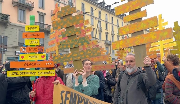 Milan protesters rally against environmentally and economically 'unsustainable' Winter Olympics