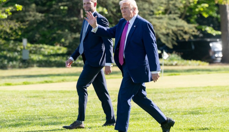 ‘Congratulations, Dad!’ Eric Trump celebrates new gold logo after Palm Beach airport is renamed after the president