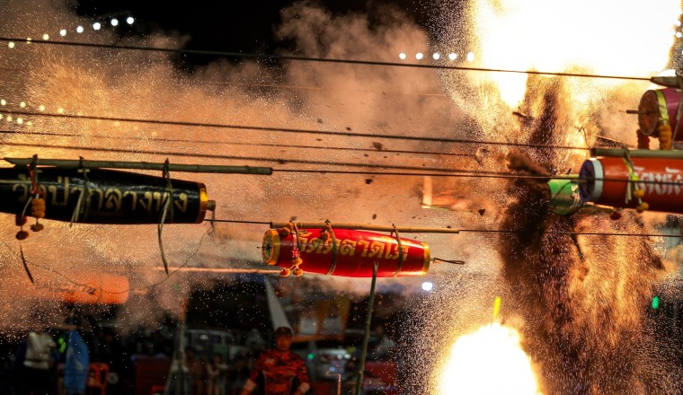 Thai temples launch rockets in friendly festival rivalry