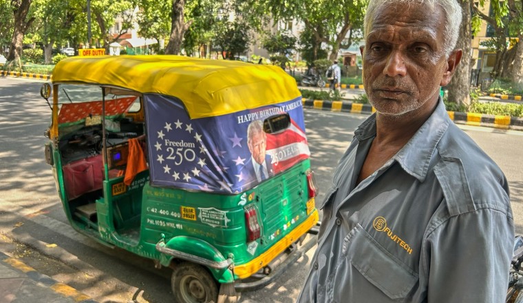 President Trump’s portrait hits New Delhi traffic as US Embassy rolls out rickshaws