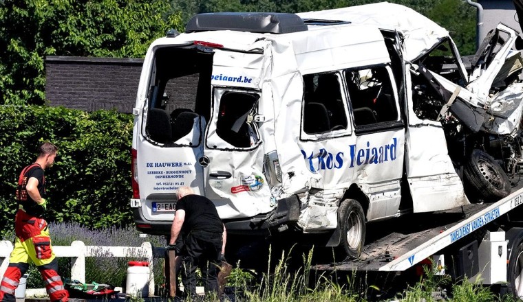 Crash involving speeding train, minibus in Belgium leaves 4 dead including 2 children